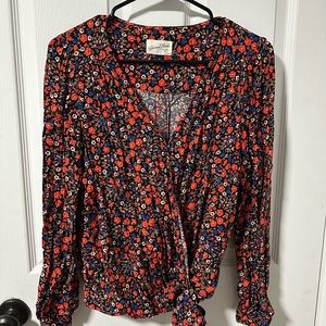Universal Thread Floral Blouse w, Tie Bottom